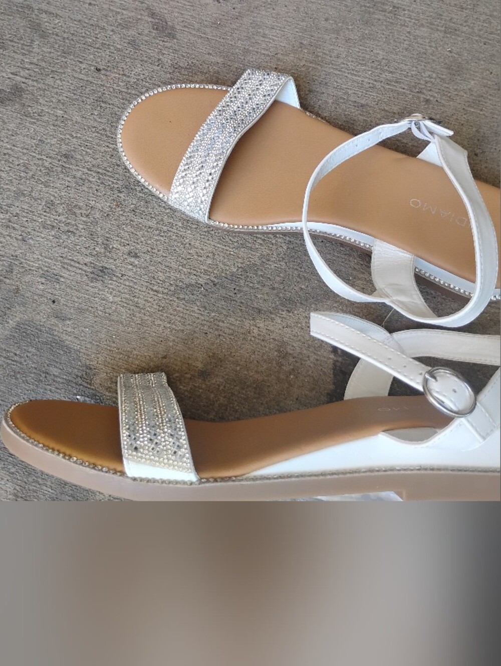 Women's White Rhinestone Ankle-Strap Sandals